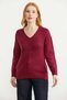 V-Neck Motif Knit Sweater - Burgundy - 2