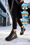 Black Genuine Leather Anatomical Comfortable Winter Rubber Sole Zippered Women's Boots Z1115 - 3