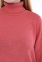 Pink Women's 100% Cotton Plain Knit Oversize Drop Shoulder Turtleneck Knitwear Sweater Trist-6174 - 6