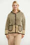 Houndstooth Patterned Knitwear Jacket with Pockets - Beige - 4
