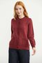 Round Neck Knitwear Cardigan with Pockets - Claret Red - 2