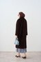 Women's Single Button Double Pocket Detail Fox Coat Brown - 5