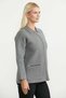 Pocketed Shirt Collar Zippered Knitwear Cardigan - Gray - 4