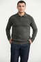 Polo Collar Wool Knit Sweater - Dark Gray
