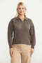 Polo Collar Pocket Cotton Knit Sweater - Brown