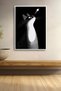 Black and White Cat Looking at the Stars Framed Painting Cat Poster Modern Wall Decor Kedi49