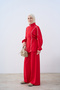 Women's Stripe Detail Adjustable Waist Suit Red - 4