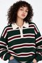 Women's Striped Polo Collar Oversize Knitwear Sweater
