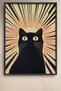Black Cat Framed Painting with Light Beam Background Cat Poster Modern Wall Decor Kedi02 - 2