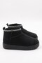 Children's Black Fur-Lined Suede Look Snow Boots Thick Soled Short Mini Winter Boots - 4