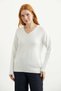 V-Neck Motif Knitwear Sweater - Bone