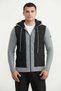 Hooded Quilted Detailed Wool Knitwear Coat - Smoked - 2