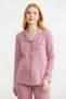 Shirt Model Pajama Set with Piping Detail - Rose - 3