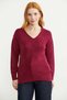V-Neck Motif Knit Sweater - Burgundy - 3