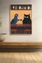 Black Cat Enjoying Wine at the Bar Framed Painting Cat Poster Modern Wall Decor Kedi12