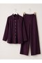 Pants Suit with Stitching Detail - Plum