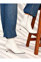 Vienna White Leather Pointed Toe 5 cm Thin Heel Women's Boots Botti̇e - 5