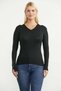 Cuff Detail V-Neck Knit Sweater - Black