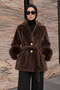 Fur-Cuffed Fox Coat Tsd260352 Bitter Brown - 4