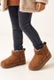 Children's Brown Fur-Lined Suede Look Snow Boots Thick Soled Short Mini Winter Boots