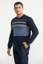 Zero Collar Block Transition Knit Sweater - Navy Blue - 3