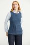 Wool Round Neck Knit Sweater - Indigo - 4