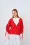Women's Lace Detail Knitwear Cardigan Red - 3