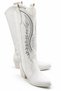 Django Women's Leather White Embroidered Pointed Toe Thick Heeled Below the Knee Western Cowboy Boots 5.5 cm Heel