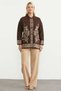 Motifed Thick Wool Knitwear Jacket - Brown