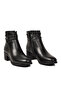 Black Genuine Leather, Fur Inside, Cold-Resistant, Knitted Band Detail, Stylish, Comfortable Women's Heeled Boots Z352 - 5