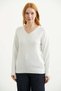 V-Neck Motif Knitwear Sweater - Bone - 2
