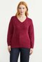 V-Neck Motif Knit Sweater - Burgundy