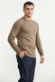 Crew Neck Basic Knit Sweater - Brown - 2