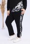Women's Black Gray Leopard Decorated Stretchy Plus Size Tracksuit Set - 6