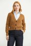 V-Neck Buttoned Hair Braided Knitwear Cardigan - Camel - 2
