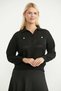 Polo Collar Pocket Cotton Knit Sweater - Black - 2