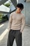 Men's Crew Neck Long Sleeve Stone Sweater