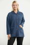Knitted Motif Polo Collar Pocketed Knitwear Jacket - Indigo