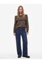 Regular Fit Long Sleeve Patterned Open Shoulder Knitwear Sweater