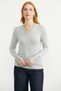 Cuff Detail V-Neck Knit Sweater - Gray - 2