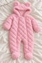 Baby Jumpsuit Plush Welsoft Double Zippered Lined Hooded Teddy Bear Ears Booties for Girls and Boys Unisex - 4