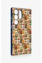 Samsung S23 Ultra Compatible Autumn Themed Patchwork Patterned Silicone Case - 3