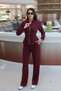 Oysho Fabric Back-Tie Zipper Suit Burgundy