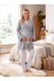 New Season Gray Jacquard Shawl Collar Double Breasted Winter Design Long Sleeve Maternity Maternity Dressing Gown Pajama Set Set - 3