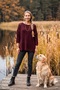 Burgundy Boat Neck 3/4 Sleeve Diamond Patterned Casual Mercerized Oversize Knitwear Sweater 65 70 - 7