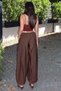 Parachute Fabric Elastic Cuffed Shalwar Trousers Brown - 6