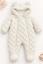 Baby Jumpsuit Plush Welsoft Double Zippered Lined Hooded Teddy Bear Ears Booties for Girls and Boys Unisex