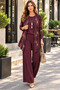 Timeless Elegance-Women's Leaf Print Long Jacket Blouse and Wide Leg Pants Three-Piece Set - 2
