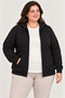 Women's Oversized Three-Thread Ribbed Hooded Full-Zip Winter Sweatshirt - Black - 2