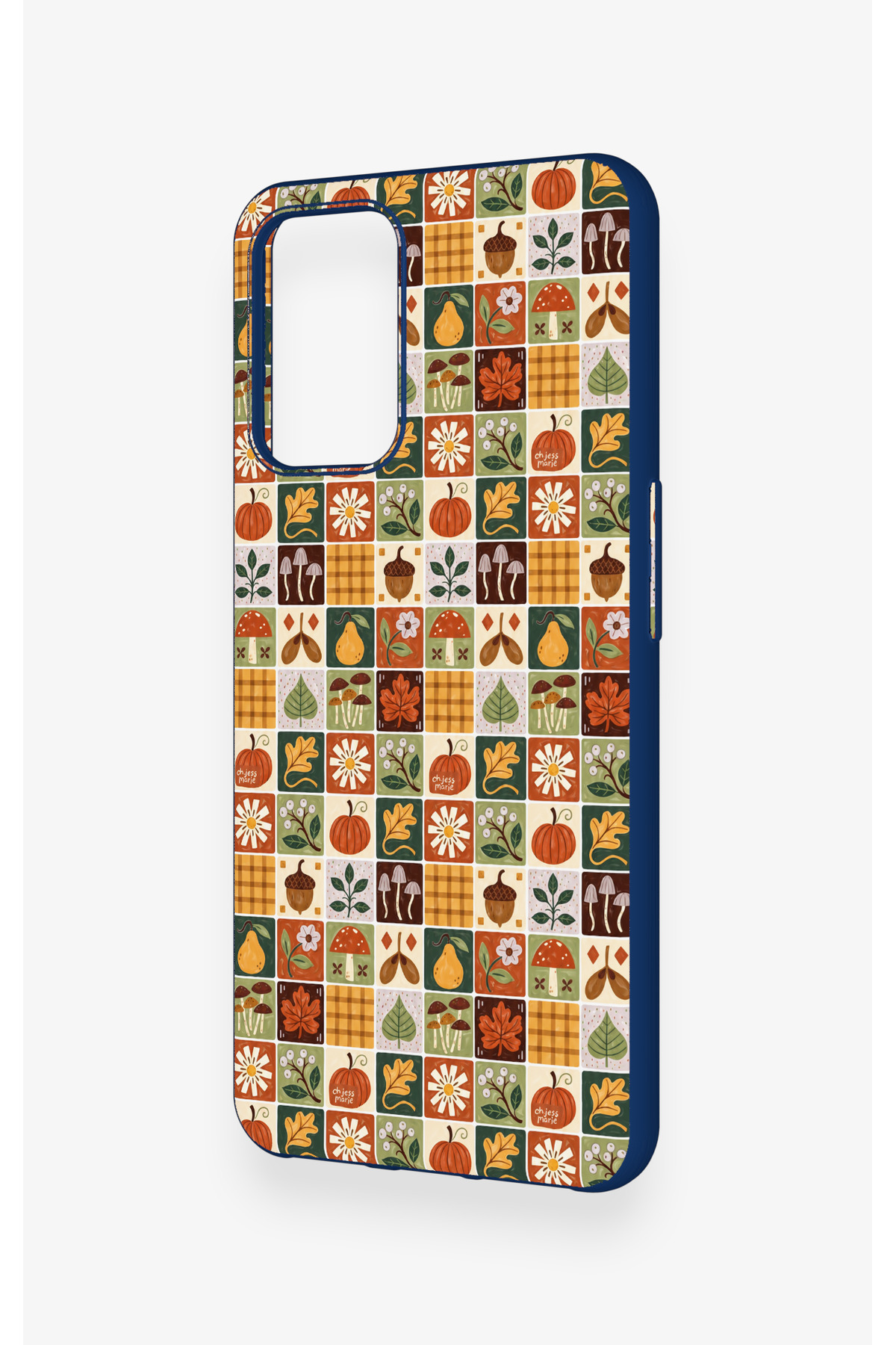 Oppo A54 Compatible Autumn Themed Patchwork Patterned Silicone Case - 4